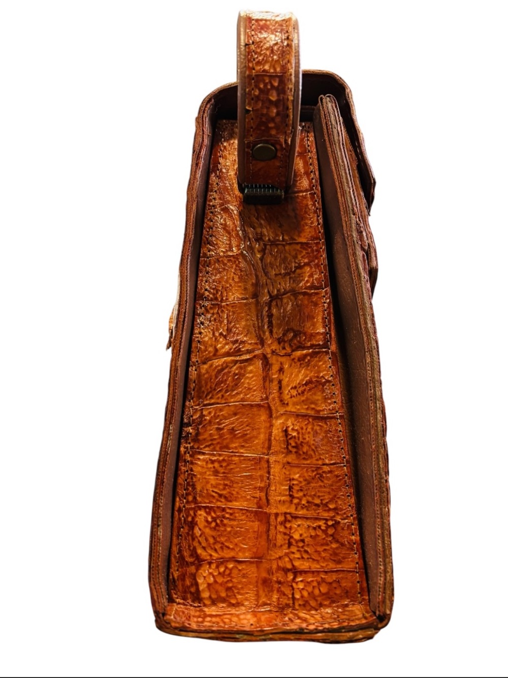 Vintage Crocodile Skin Shoulder Bag in Rich Brown - Picture 4 of 11